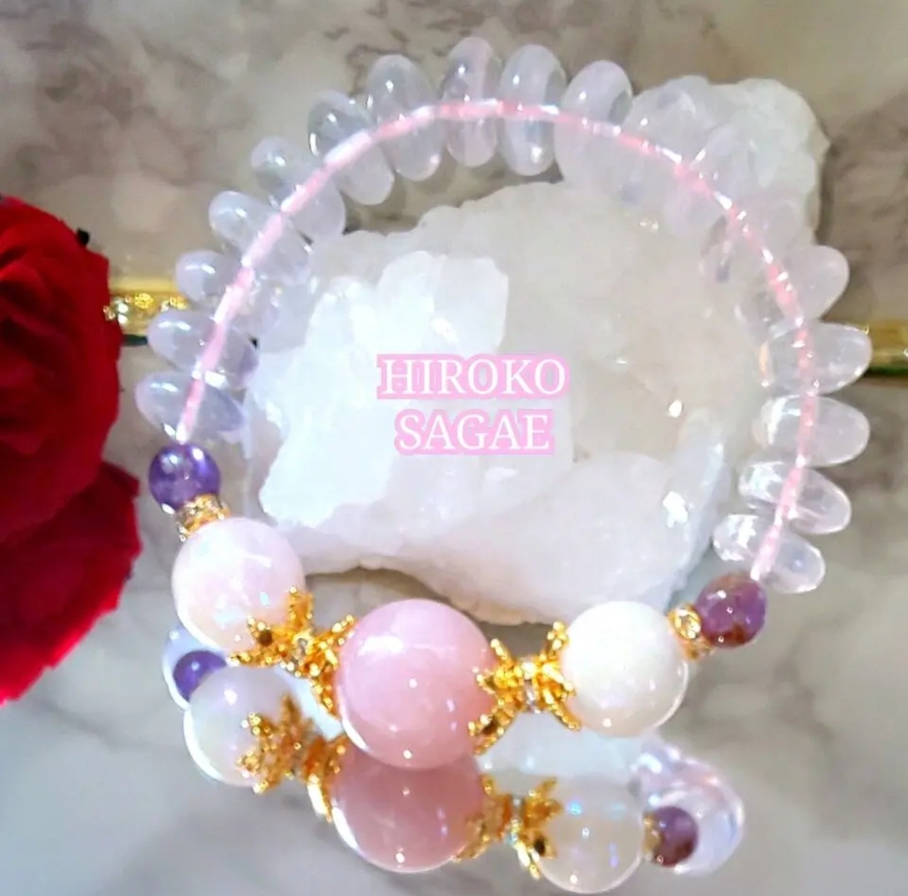 恋愛運 up ‼︎ 銀 の エンジェル チャーム ローズクォーツ × 翡翠