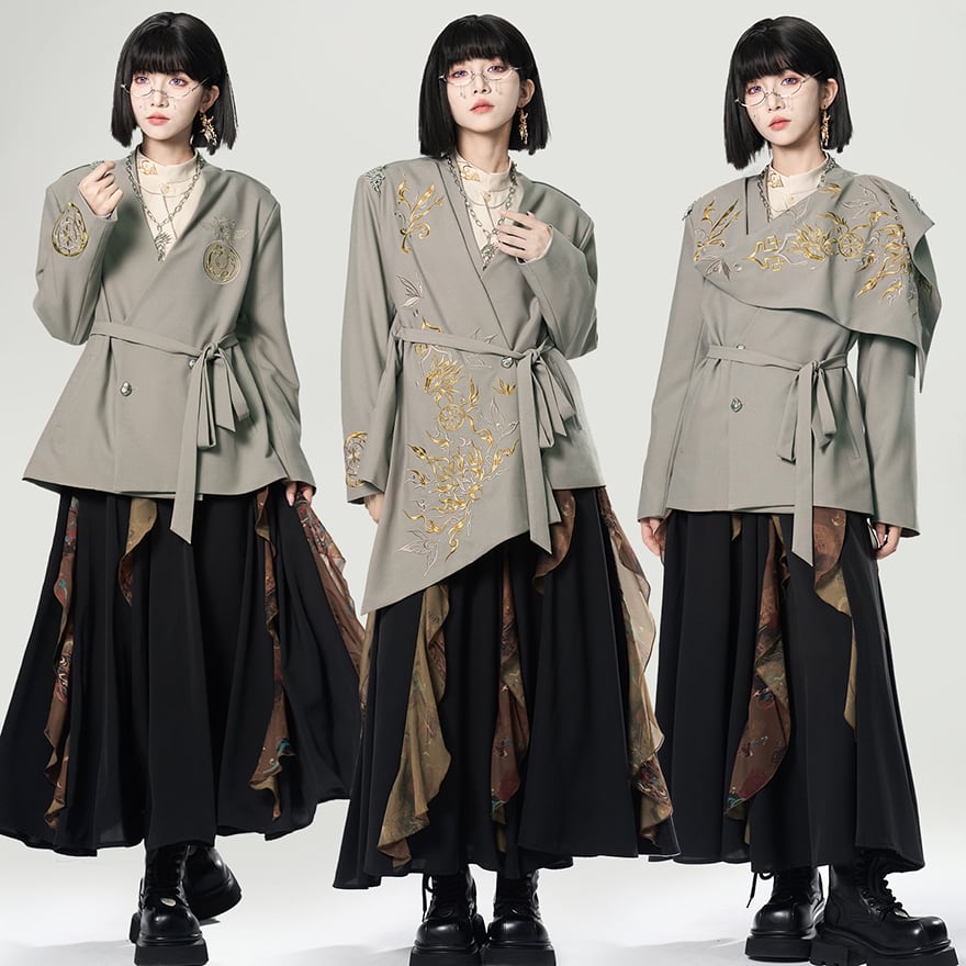 SEASONZ チャイナ風 レトロ ジャケット ゴシック 刺繍 秋服コーデ 大人増し 卿棠