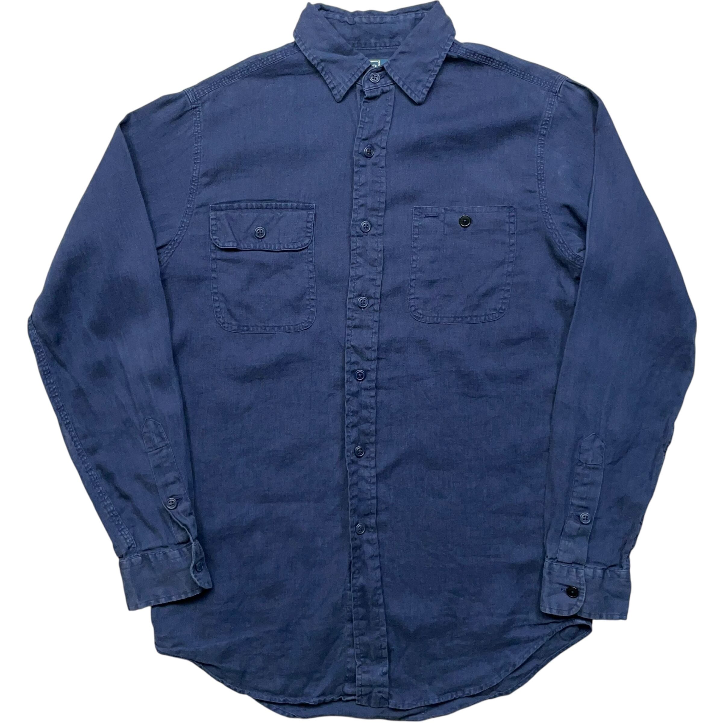 《S》Polo by Ralph Lauren ポロバイラルフローレン 長袖シャツ 胸ポケット 無地 ネイビー no.8837