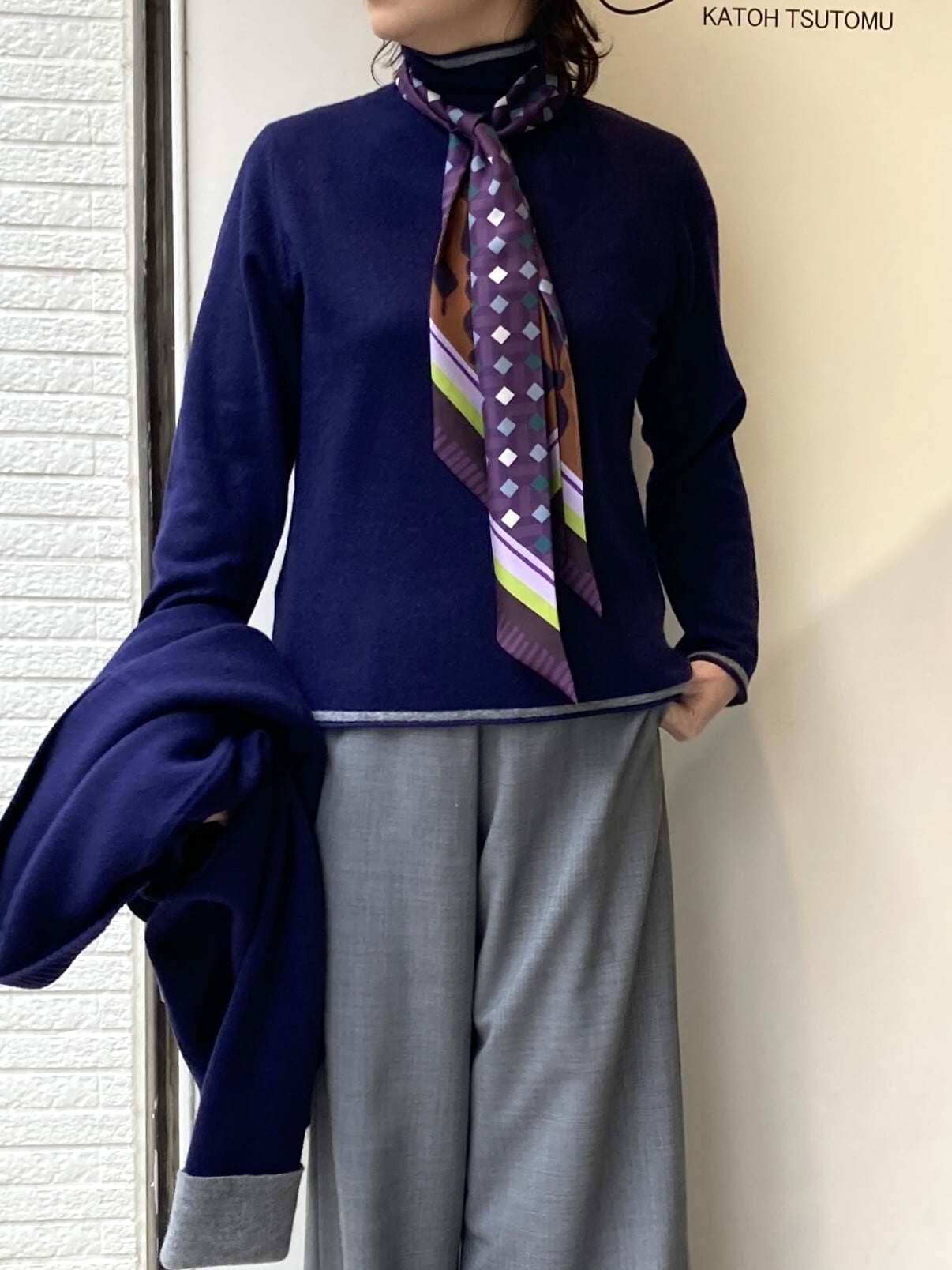 フィロカシミアラインニット(ネイビー)