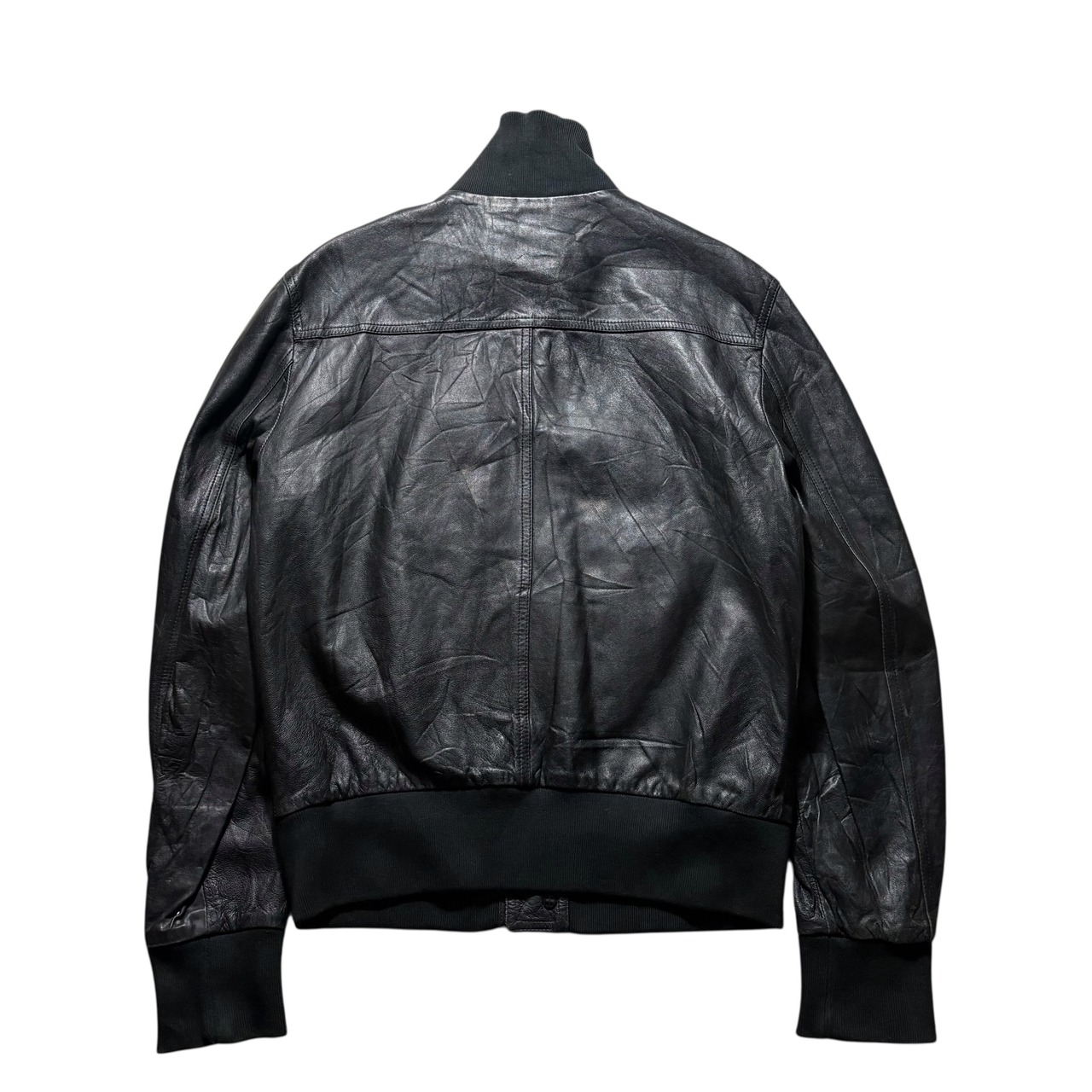 DOLCE&GABBANA black leather hi-neck jacket