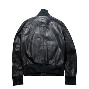 DOLCE&GABBANA black leather hi-neck jacket