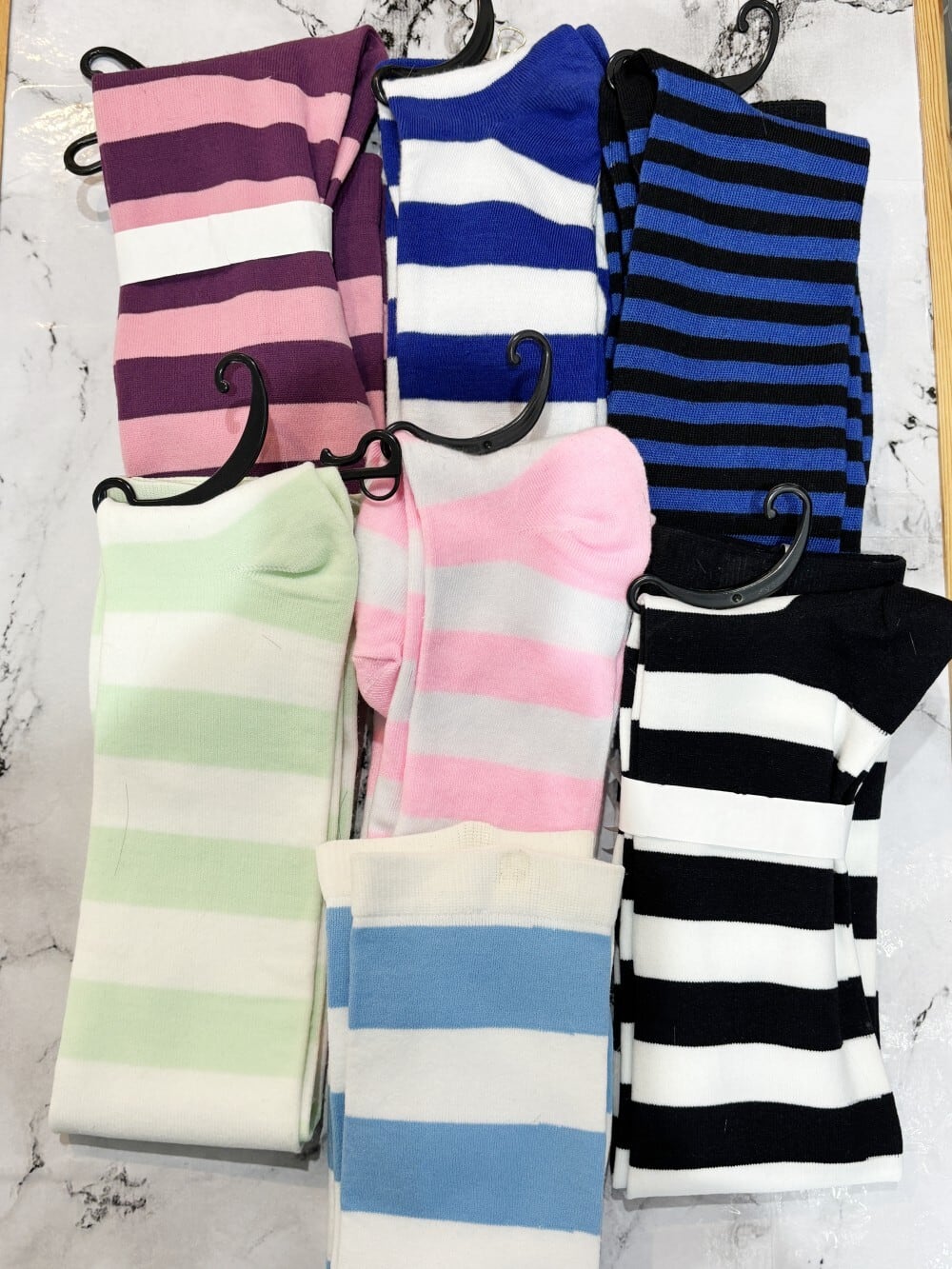 【展示処分】ボーダーオーバーニーソックス(サンプル品につき訳あり)