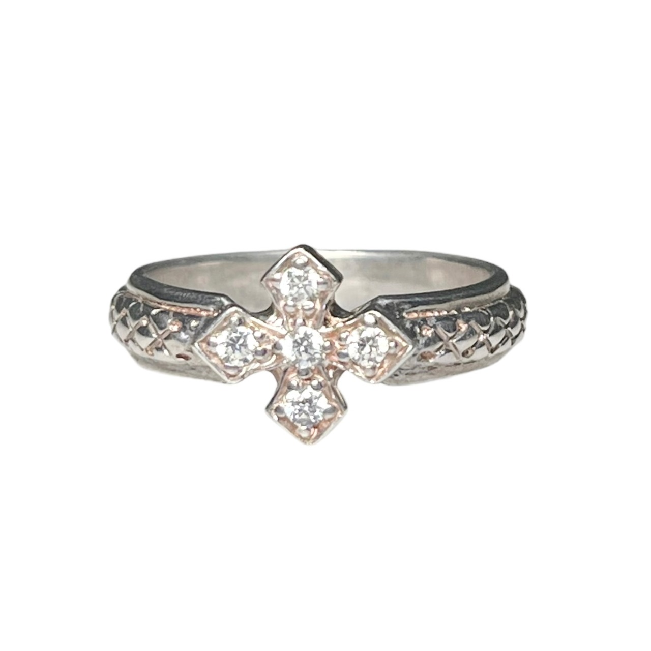 LOREE RODKIN silver cross ring set with rhinestone