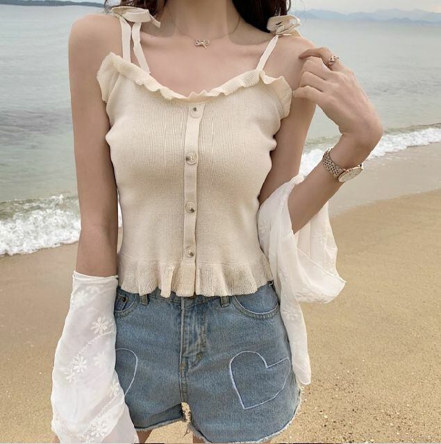 春 夏 レディース トップス かわいい タンクトップ キャミソール 二ッ