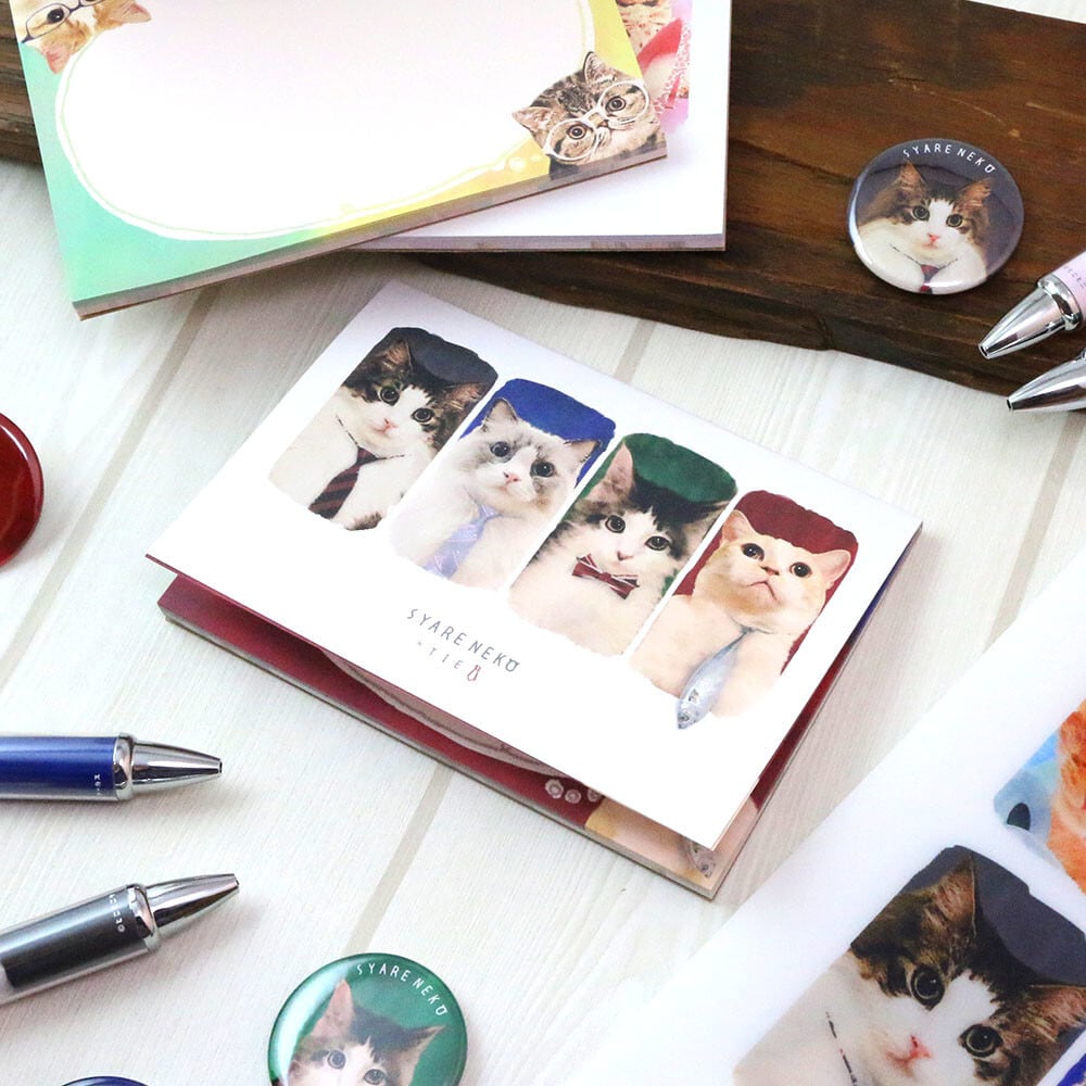 ☆ねこメモパッド｜SYARENEKO×TIE 猫 ネコ ねこ 猫雑貨 ねこモチーフ ネコ柄 コンパクトサイズ かわいい 文具 メモ帳