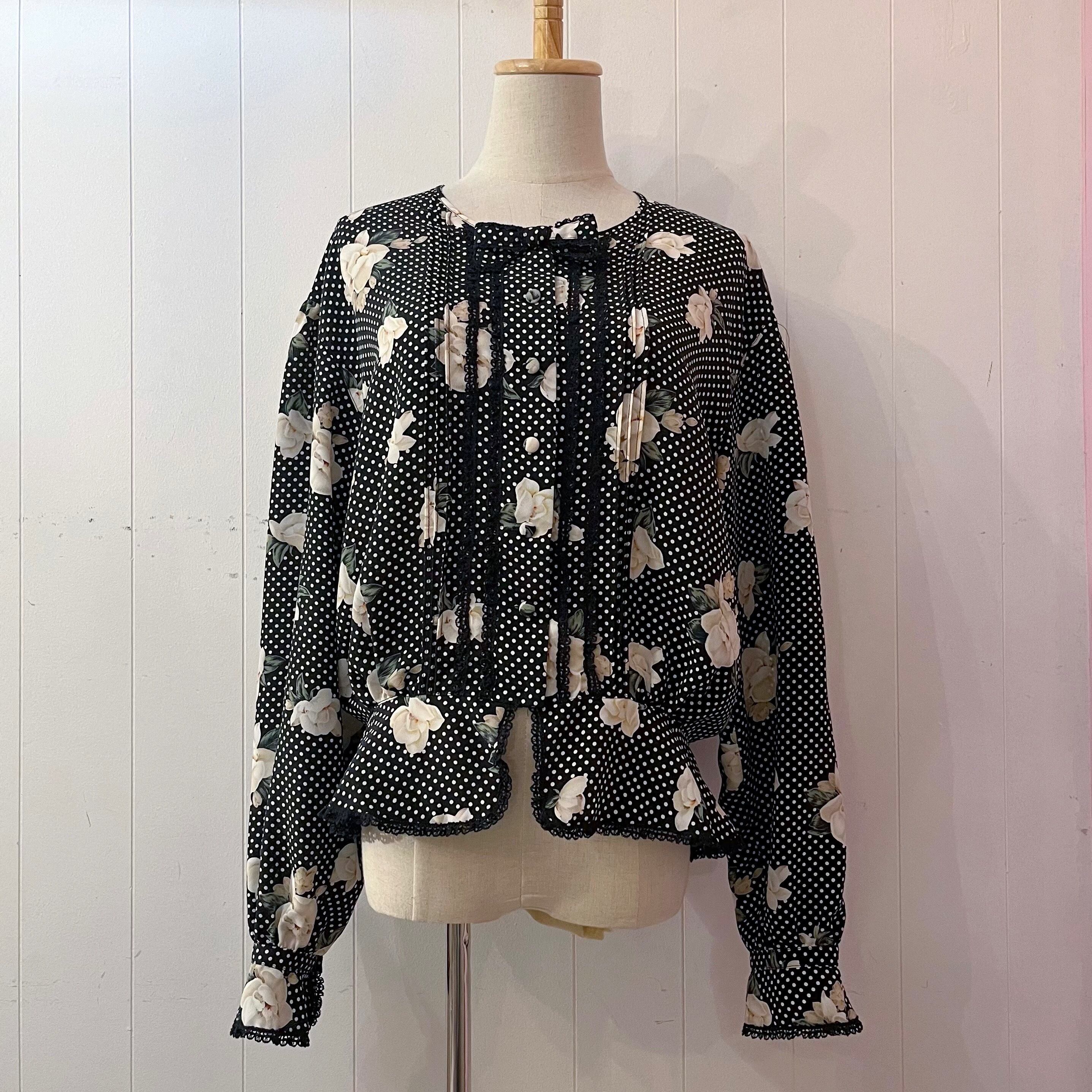black dot flower peplum blouse