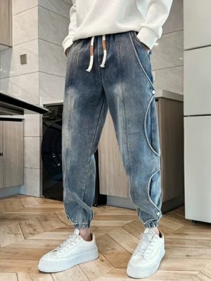 DENIM STYLE PANTS WITH SIDE BUTTONS  K0066