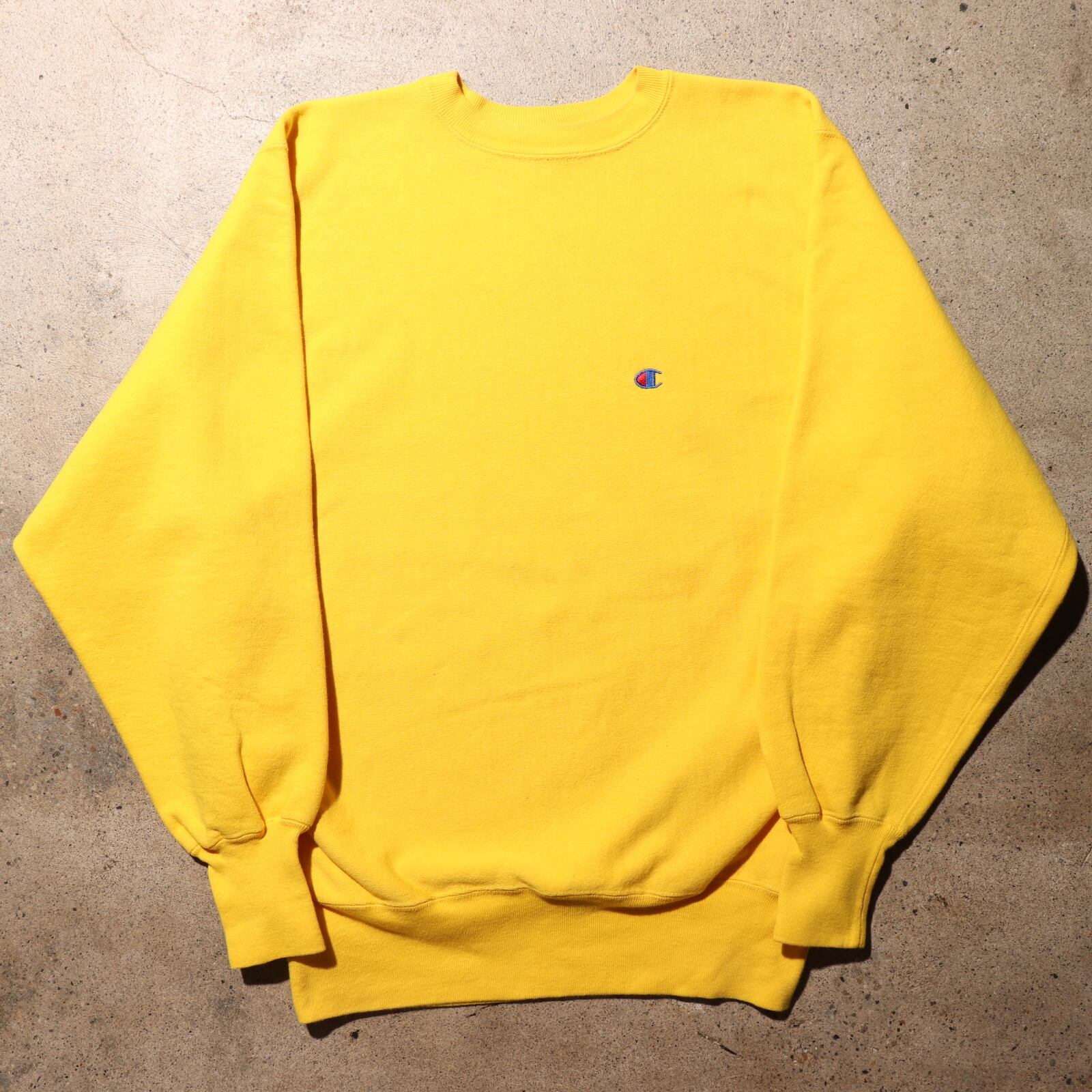 美品 XL 90s USA 原色イエロー 無地 リバースウィーブ チャンピオン 