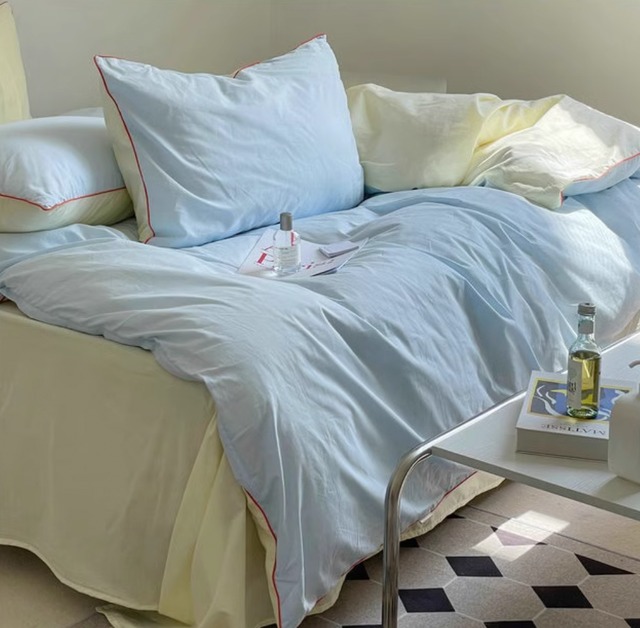マルチカラー  ベッドカバーセット 掛け布団カバー 寝具  韓国インテリア 水色 模様替え