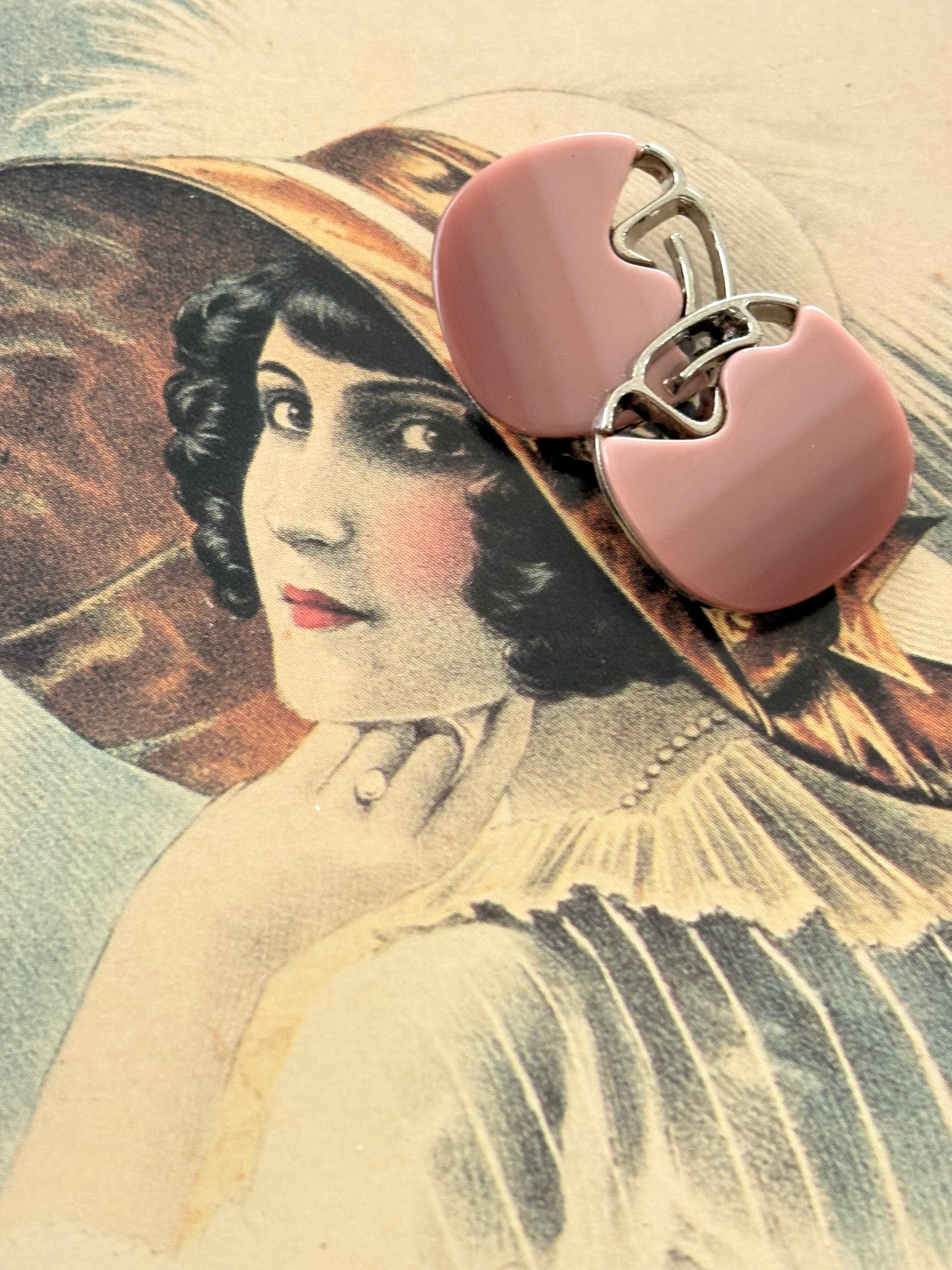 17mm Japanese ヴィンテージボタン ピンク系×シルバー グラデーション 透かし レトロ アクセサリーパーツ 装飾材 カルトナージュ