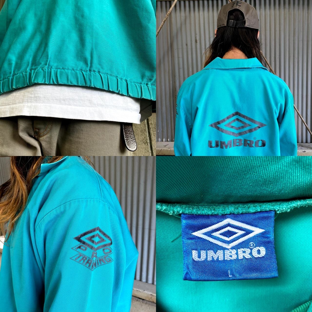 珍色激レア】 90s 青タグ アンブロ umbro 蛍光グリーン ジャケット