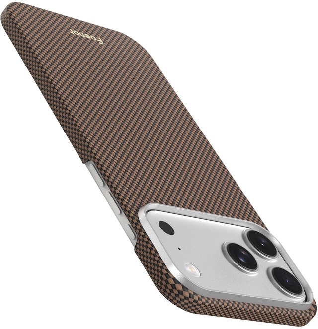 Foenor iPhone 18 Pro Max ケース アラミド繊維製 極薄・軽量型 600D Magsafe対応 (Black/Gold)