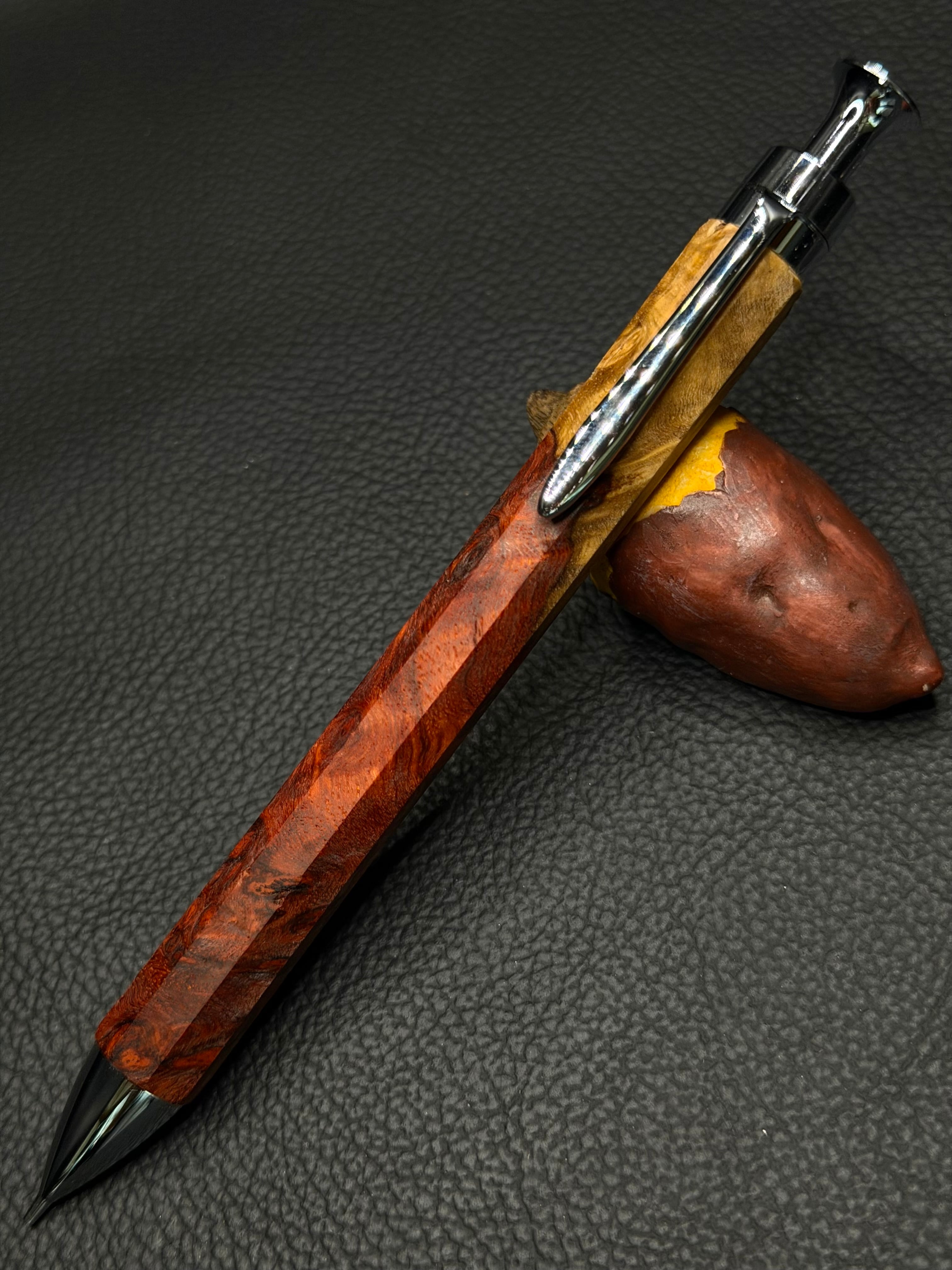 23 極上＋花梨瘤 ゴールド金具 0.5シャープペンシル orボールペン