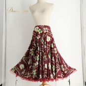 社交ダンス 衣装 Chacott ROYAL DANCE チャコットロイヤルダンス スカート レッスンウェア レッド系 花柄 植物柄 ダンス レッスン 練習 赤 あずき色 緑 白 黄 ピンク系 グリーン系 ホワイト系 イエロー系 華やか 鮮やか かわいい おしゃれ 上品 大人っぽい 日本製