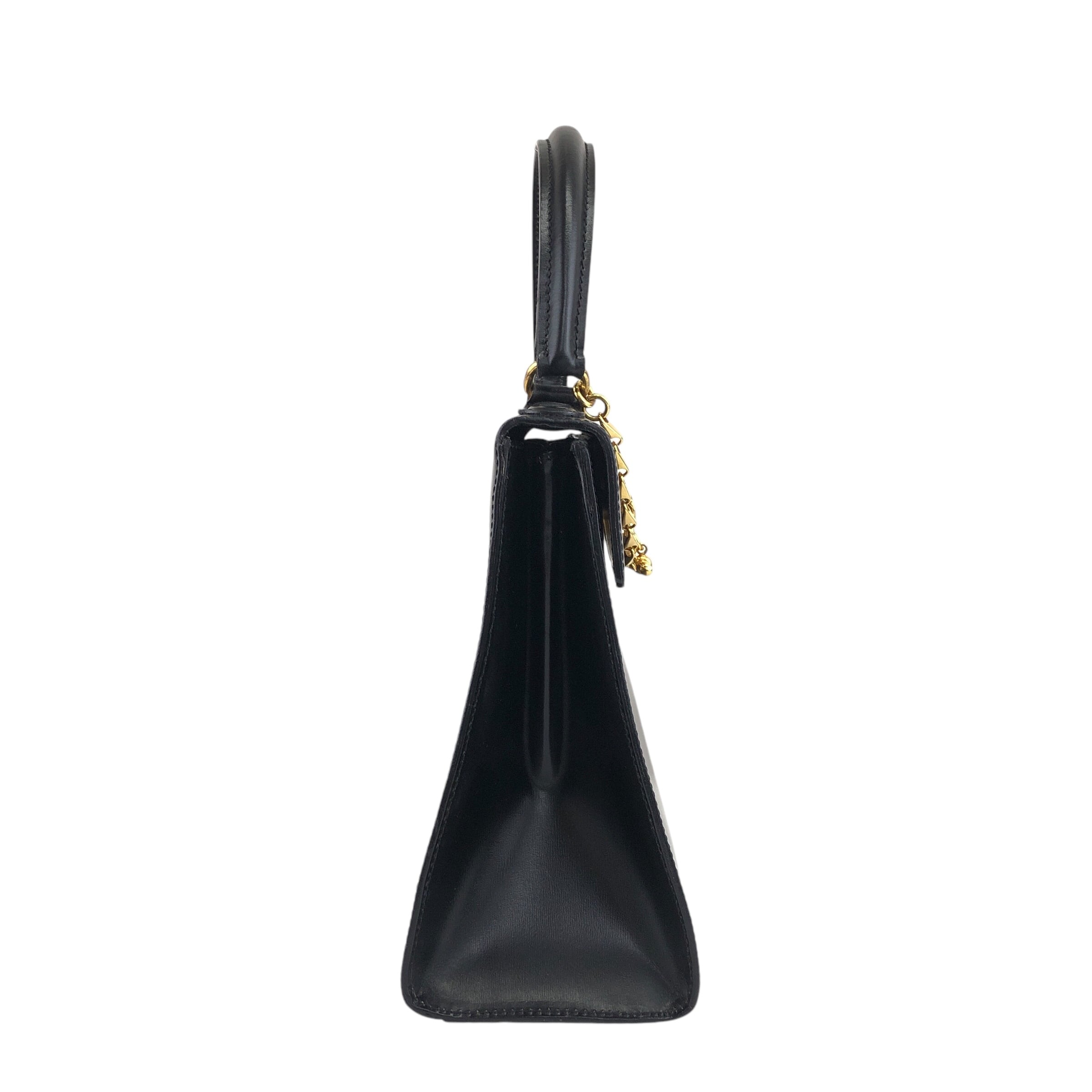 CELINE セリーヌ ハンドバッグ ブラック ガンチーニ チェーン レザー