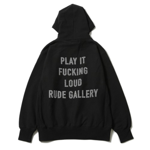 【RUDE GALLERY】ルードギャラリー PLAY IT FUCKING LOUD LOGO HOODIE (BLACK) プルオーバーパーカー