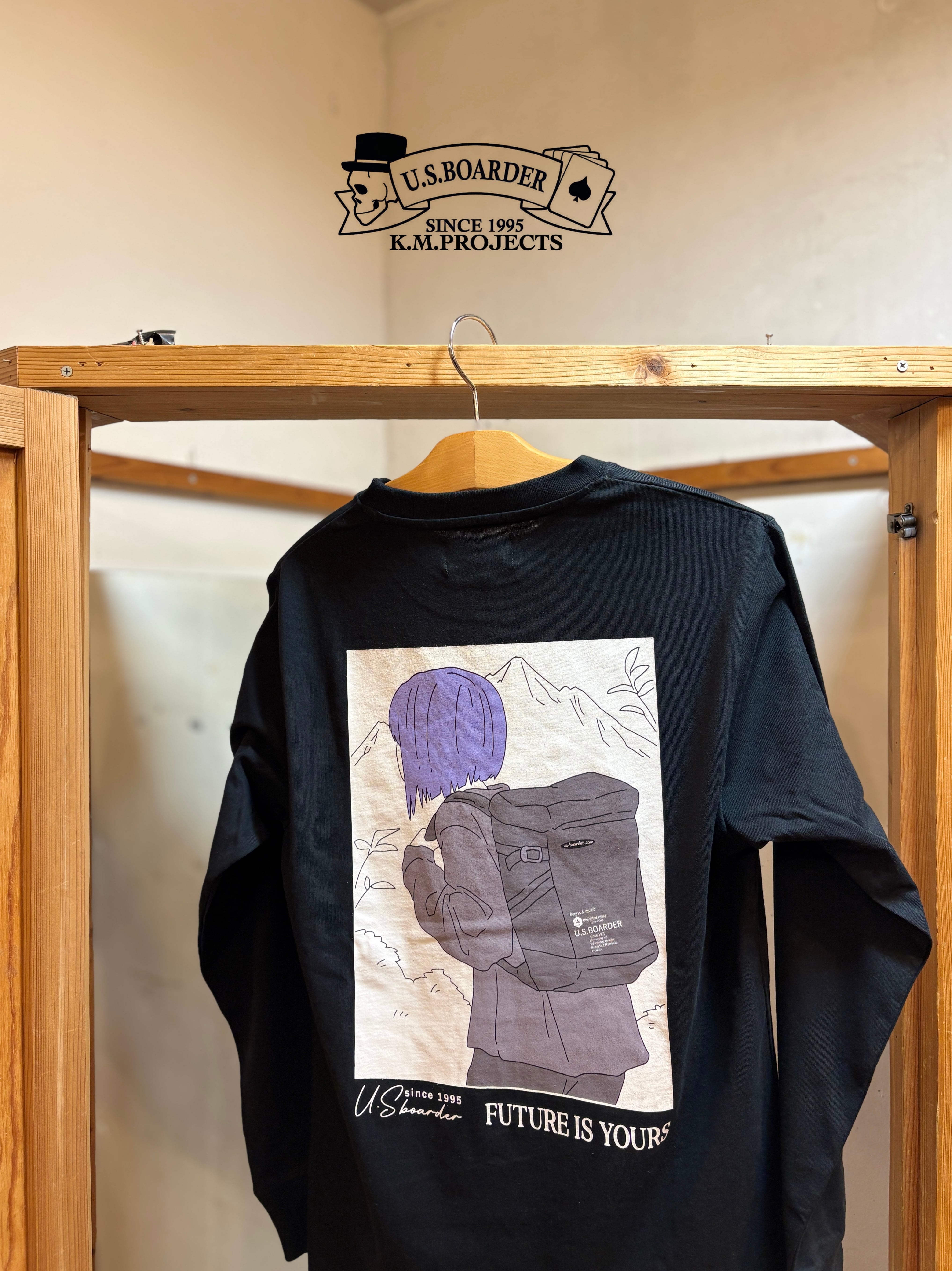 新品未使用 Americana ボーダーロングバックTee☆ アメリカーナ ボーダーTシャツ ロンT バックオープン 裾フレア 日本製