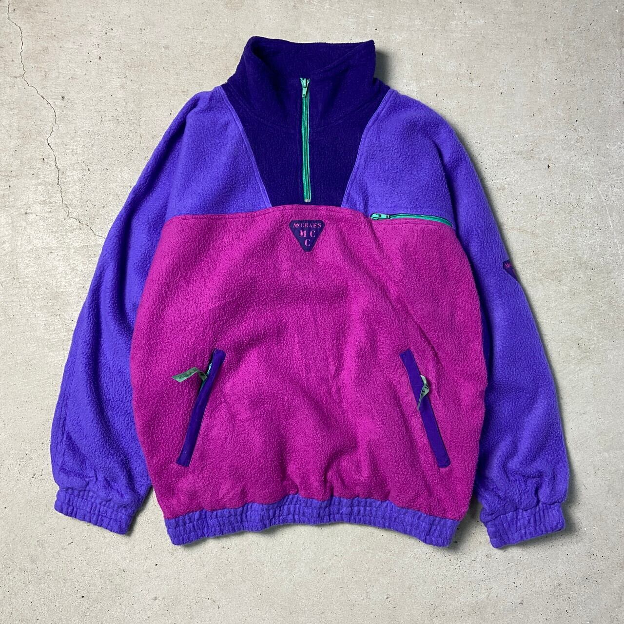 90s~00s Majestic C.インディアンス 大きめ 古着プルジャケット 90年代 McCRAE'S ハーフジップ フリースプルオーバー メンズL 古着 90s