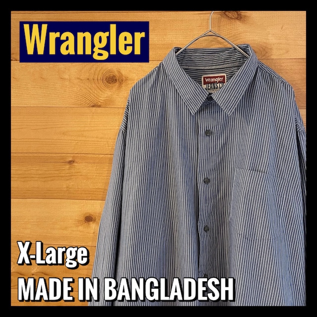 【Wrangler】ストライプ 長袖シャツ ワークシャツ XL ラングラー US古着