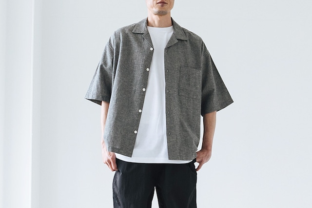 COTTON LINEN CHAMBRAY - OPEN COLLAR SHIRT : 綿麻シャンブレー - オープンカラーシャツ