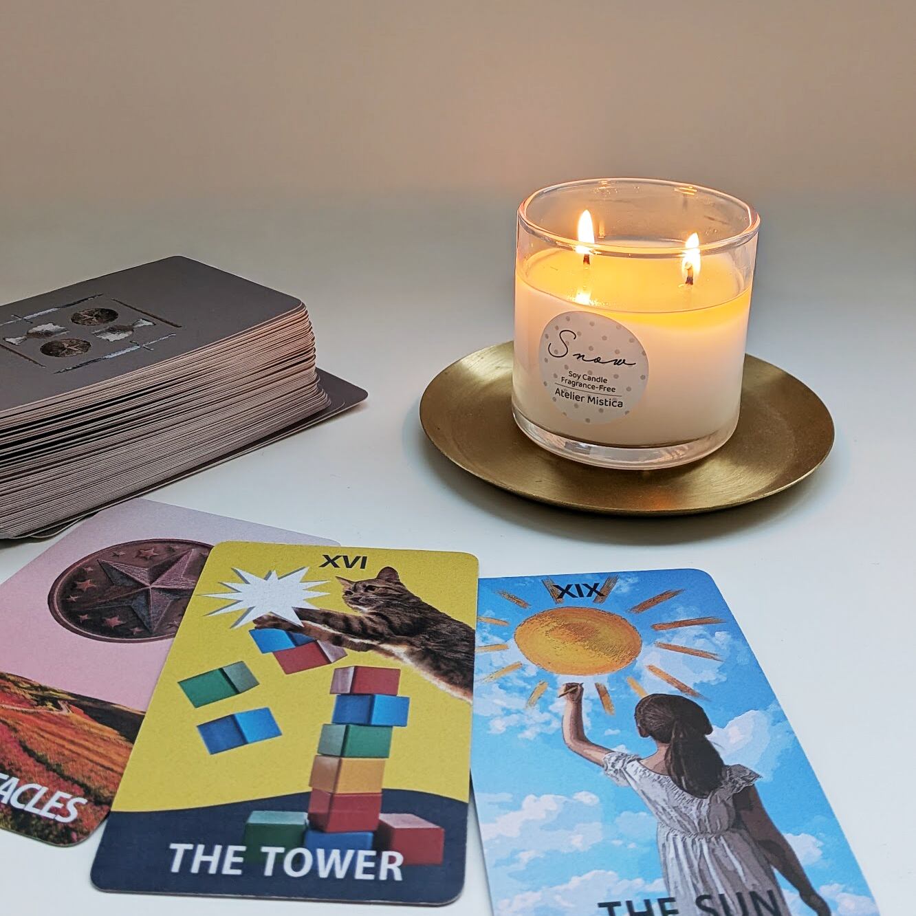 【無香料】Atelier Mistica  Soy Candle  Fragrance Free「Snow」 ／穏やかな時間を照らす灯り／ギフトにもおすすめ／手作りソイキャンドル
