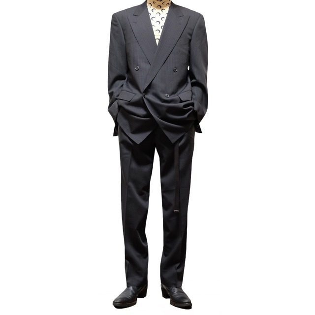 vintage used clothing double setup navy polyester (smop000397 