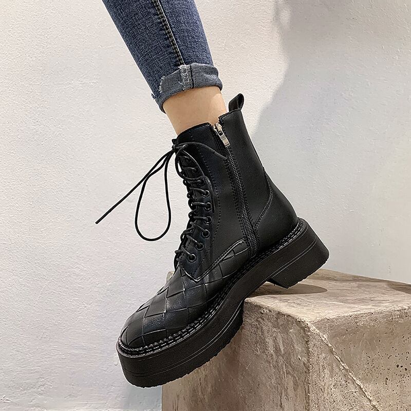 ブーツオータムレッドサイドジッパーアンクル 靴 シューズ 秋物 スクウェア フェイクシューズ80066646322