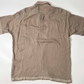 リネン混 Crocodile クロコダイル デザイン 開襟 半袖シャツ L/ベージュ グレー系 メンズ