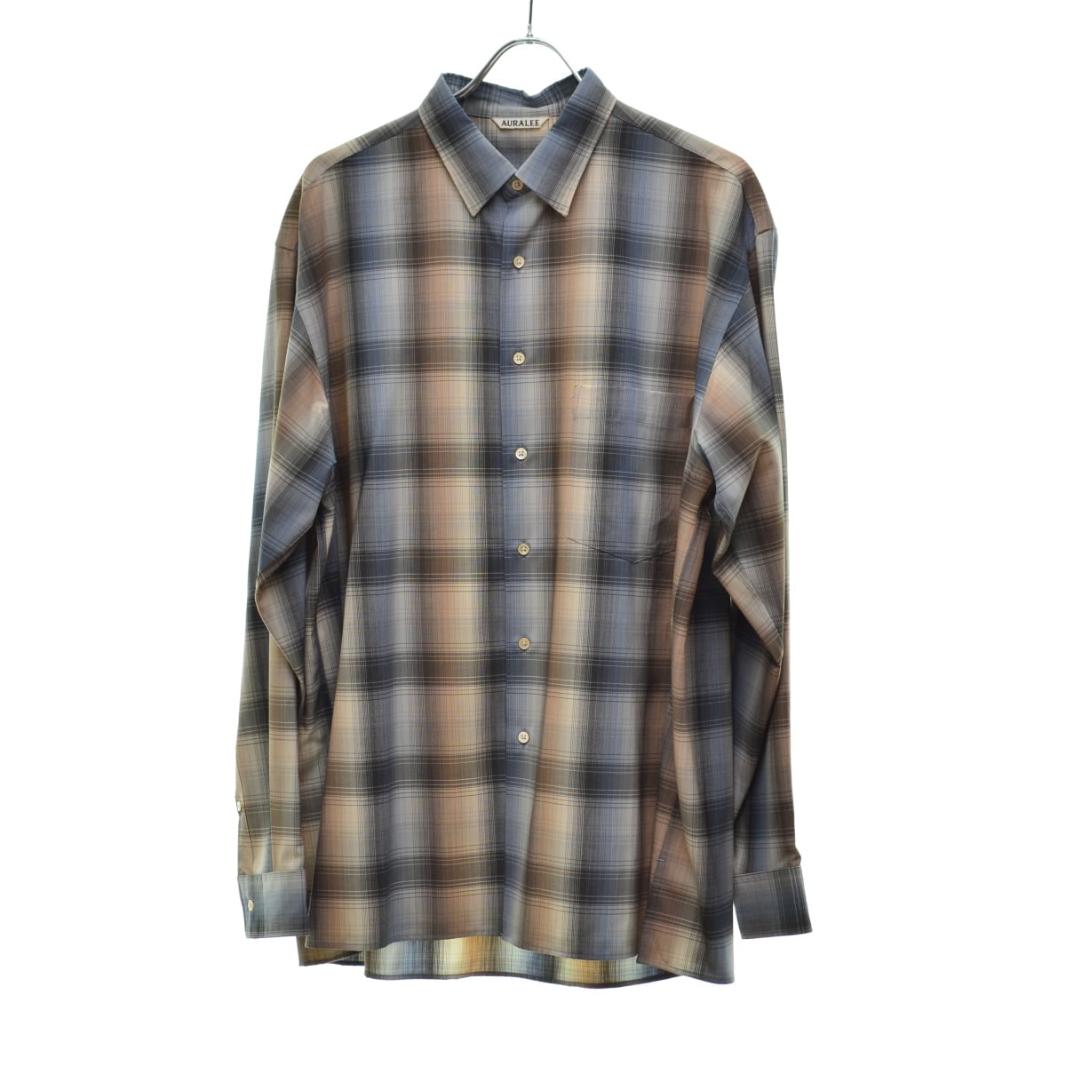 AURALEE オーラリー 23AW SUPER LIGHT WOOL CHECK SHIRT スーパーライトウールチェックシャツ ブラウン 4