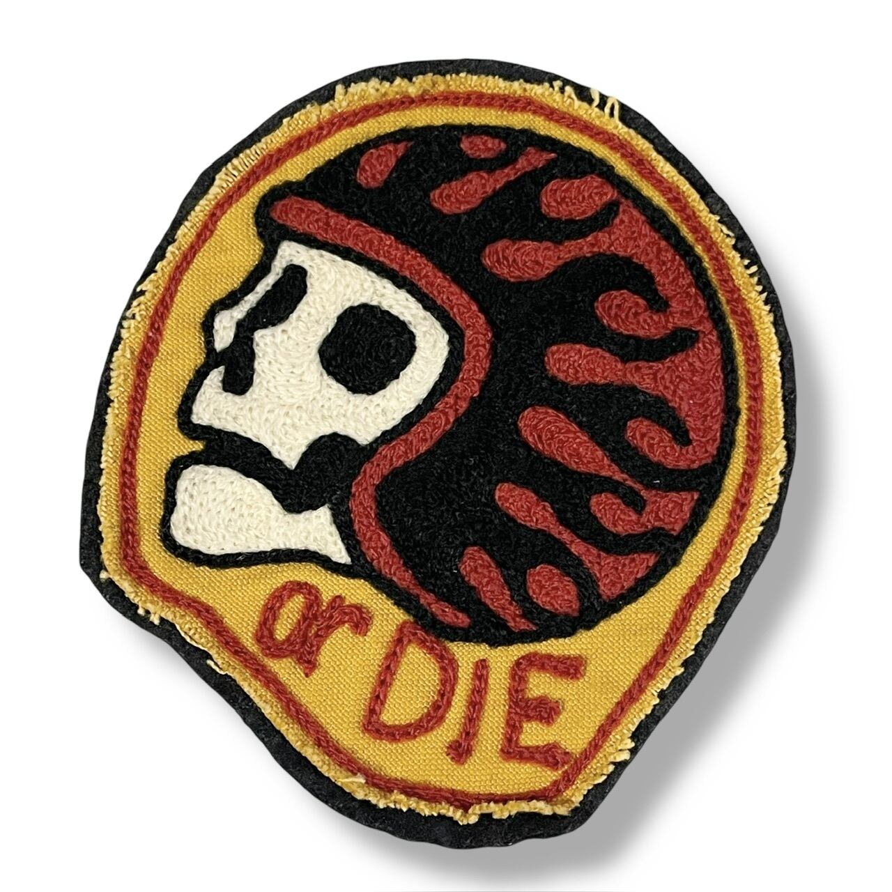 RIDE OR DIE” PATCH（イエロー） チェーンステッチワッペン | 【RIOTT