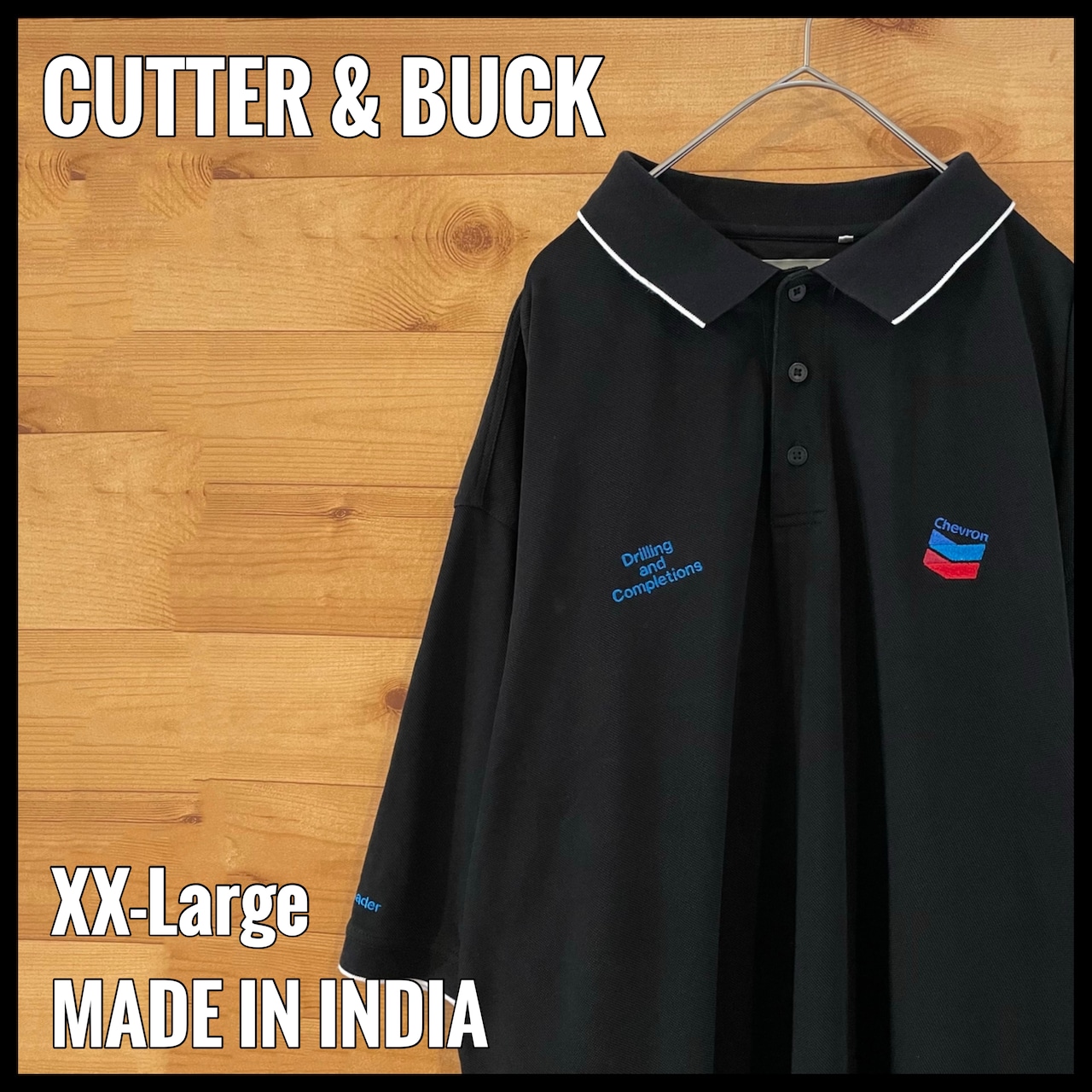 【CUTTER&BUCK】企業系 シェブロン ビッグサイズ ポロシャツ 刺繍ロゴ 2XL US古着 アメリカ古着