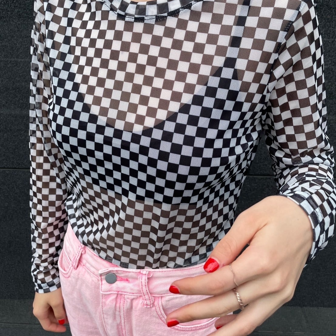 ギンガムチェックシアートップス_LN0516 | lanan(ラナン)