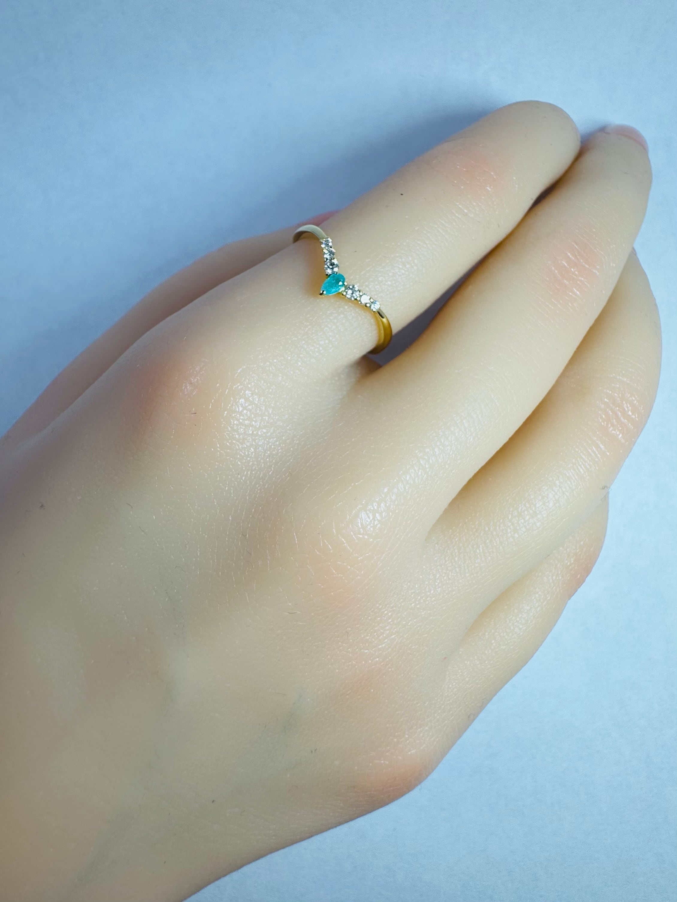 K18YG/リング/パライバトルマリン0.062ct/ダイヤ0.08ct | Gem.Romantics