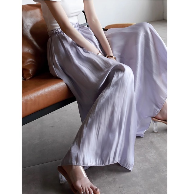 shimmering satin wide-leg pant(3color) ＜sk1918＞