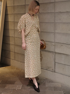 【25SS】Mame Kurogouchi マメ クロゴウチ / Floral Jacquard Volume Sleeves Dress / ワンピース
