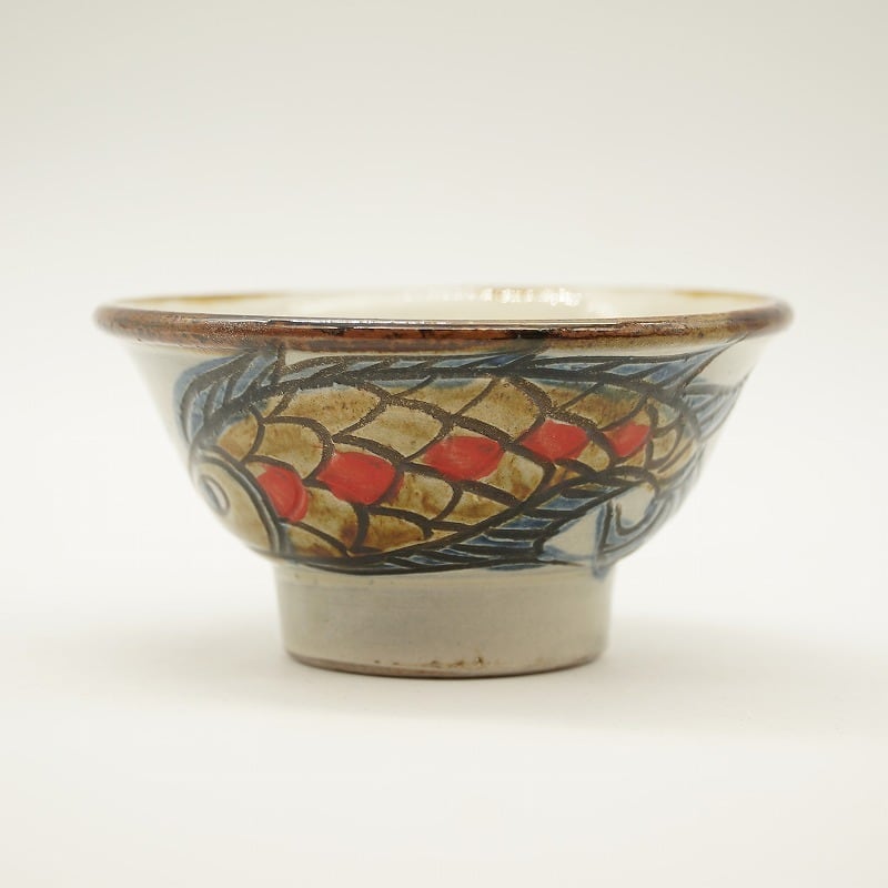 4寸マカイ 魚紋（重ね）【金城陶器秀陶房】 | 沖縄の工芸品うぃーりきさん