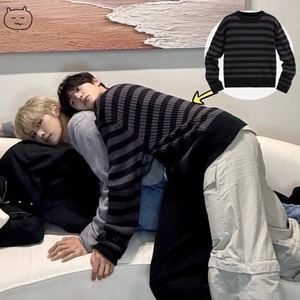 ★RIIZE ウォンビン 着用！【lmood】 Dean Stripe Knit Charcoal Black