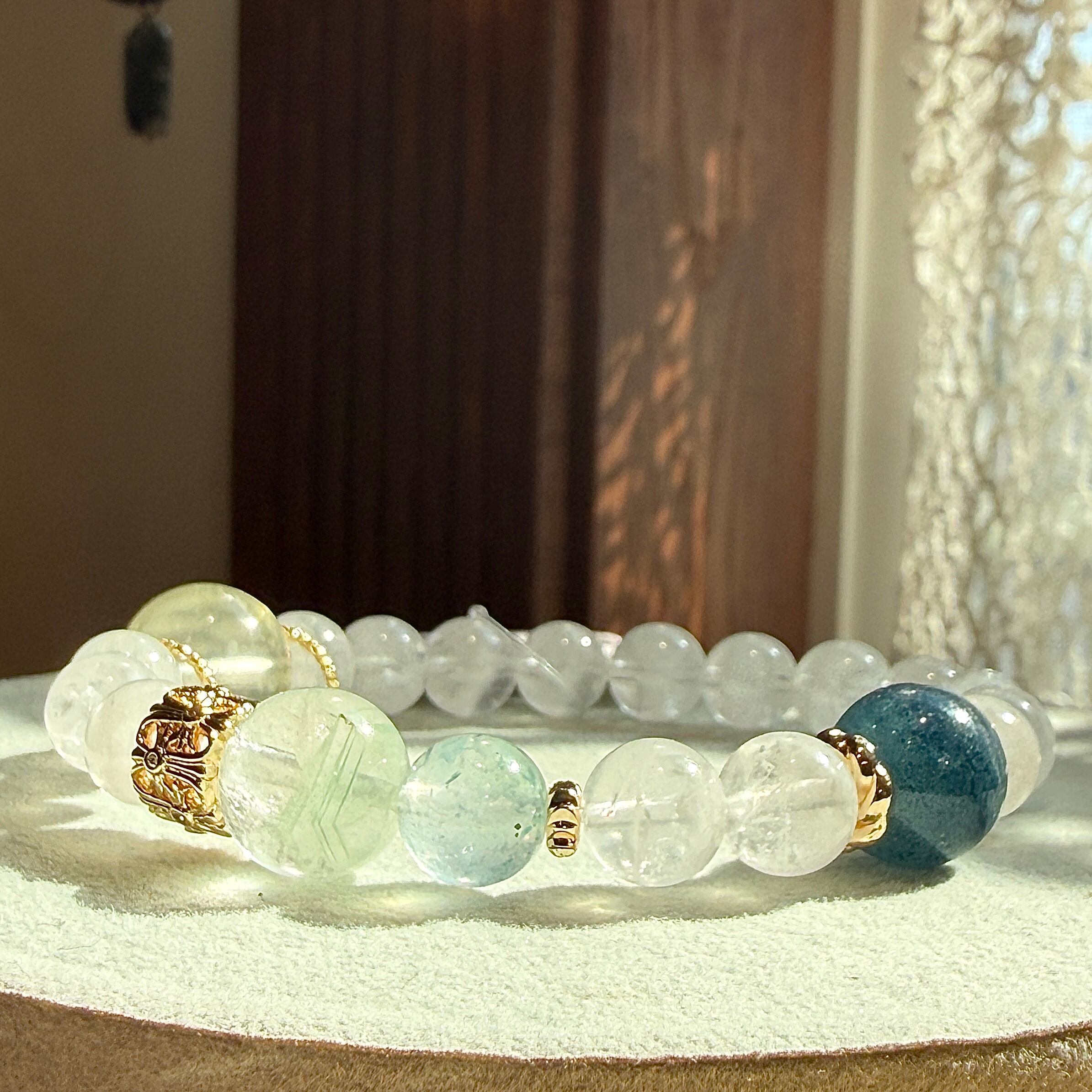 [お値下げ]グリーンサゲニティックデザインブレス ◇グリーンサゲニティッククォーツ◇デザインブレスレットブレスレット
