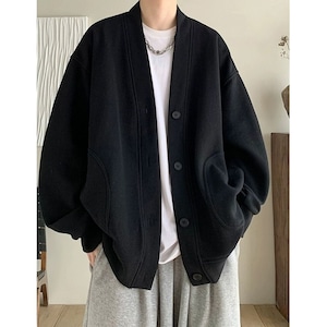 Relaxed-Fit Waffle-Knit V-Neck Cardigan(MT1668)