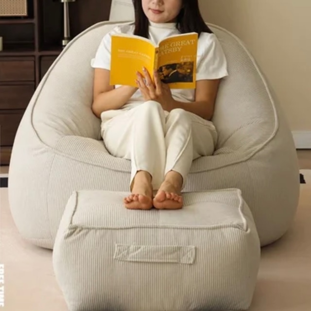 コーデュロイ生地のシングルソファ｜オットマン付きも選べる