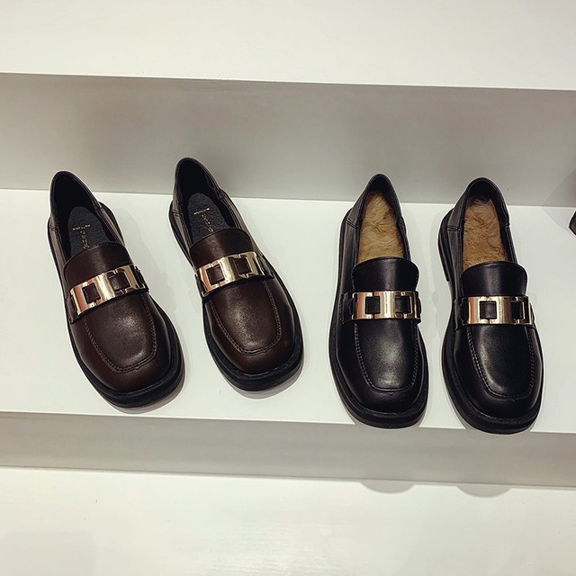 スタイルレザーオータムウィンターベルベットシングル 靴 シューズ 秋物 冬物 スクウェア 部族の婦人靴9415570185