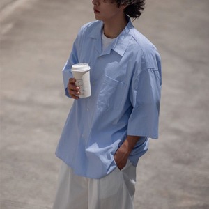 【NOEARS】Striped Cuban collar short sleeve shirt