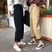 秋冬　レディース　ゆったり　大きいサイズ　ハイウエスト　ワイド　ストレートパンツ　ベルベット　厚地　カジュアル　防寒　あったか