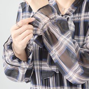 reve bleu シフォンボウタイチェック柄ワンピース【M~L】ブラック