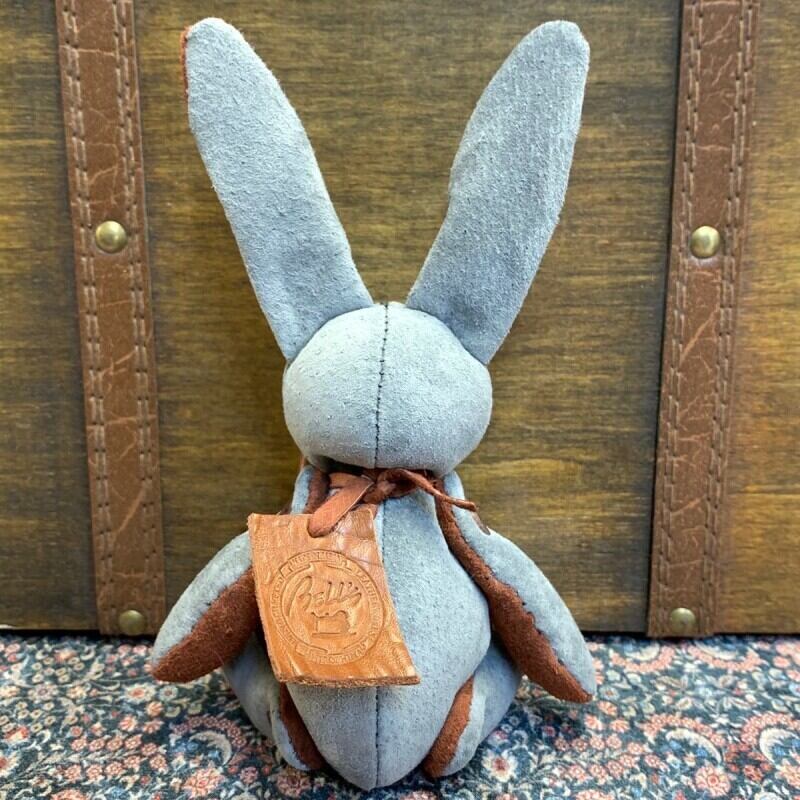 ピッグスウェードのベルラビ★マイスターの手作り「ベルズラビット」グレー×ブラウン　写真の1点販売です