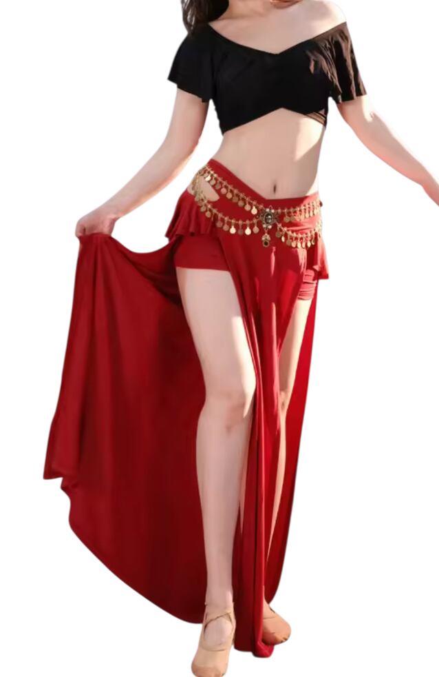 新品未使用 セール ベリーダンス コスチューム スリットストーン レッド 新品未使用 セール ベリーダンス コスチューム スリットストーン