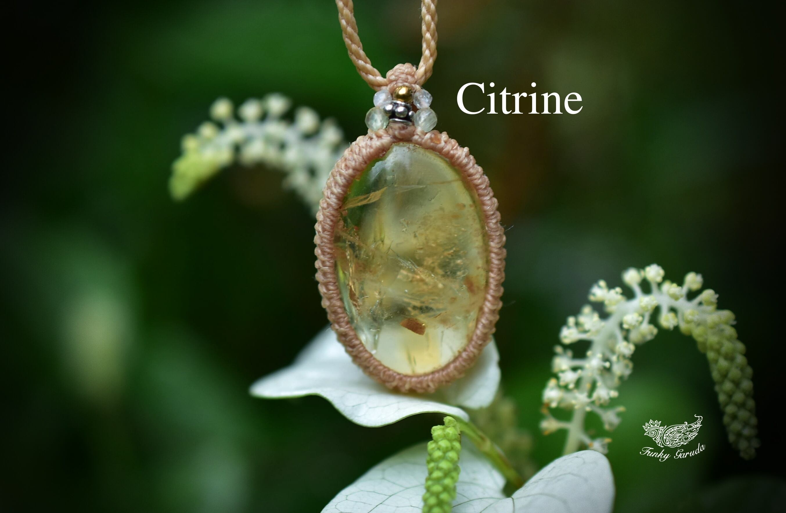 大きなシラーのカケラ★シトリン マクラメペンダント468