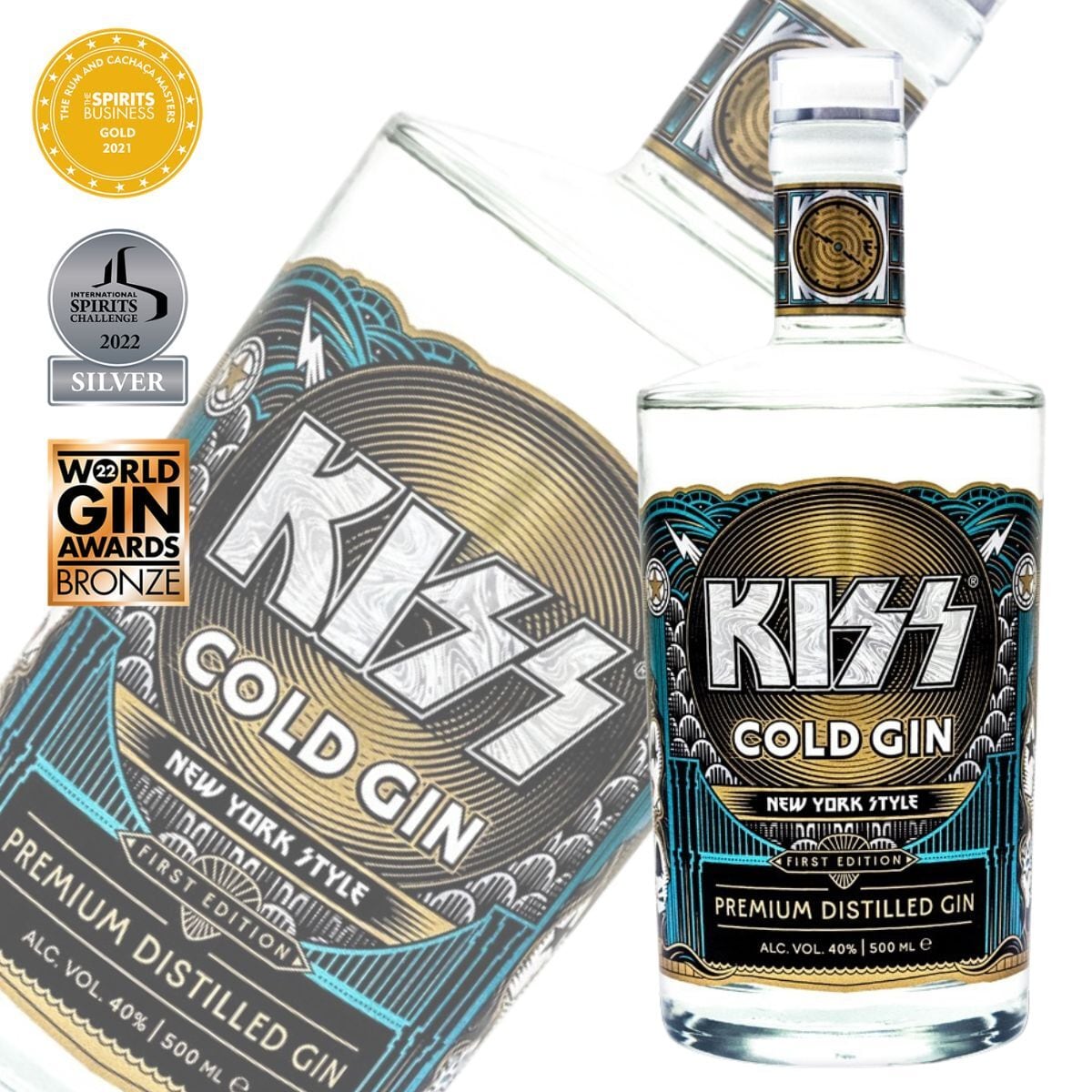 キッス コールド・ジン ニューヨーク・スタイル 500ml 40度 KISS プレミアム 高級 ジン スウェーデン蒸留 コレクション 洋酒 かっこいい
