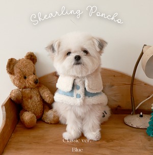 Classic/予約【near by us】shearling poncho (Blue)